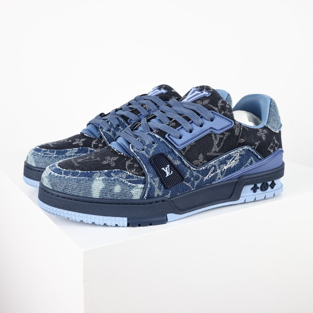 Louis Vuitton LV Trainer Sneaker Blue Monogram Denim