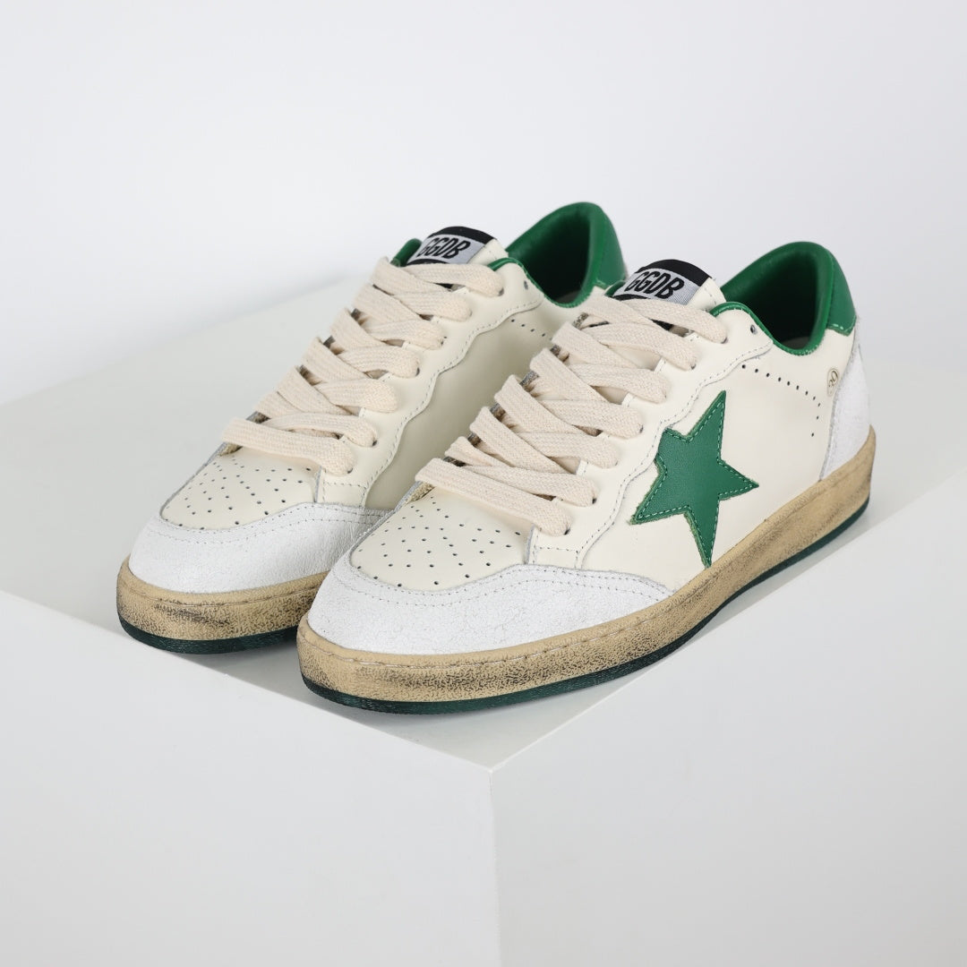 Tênis Golden Goose Ball Star White Leather Green Star