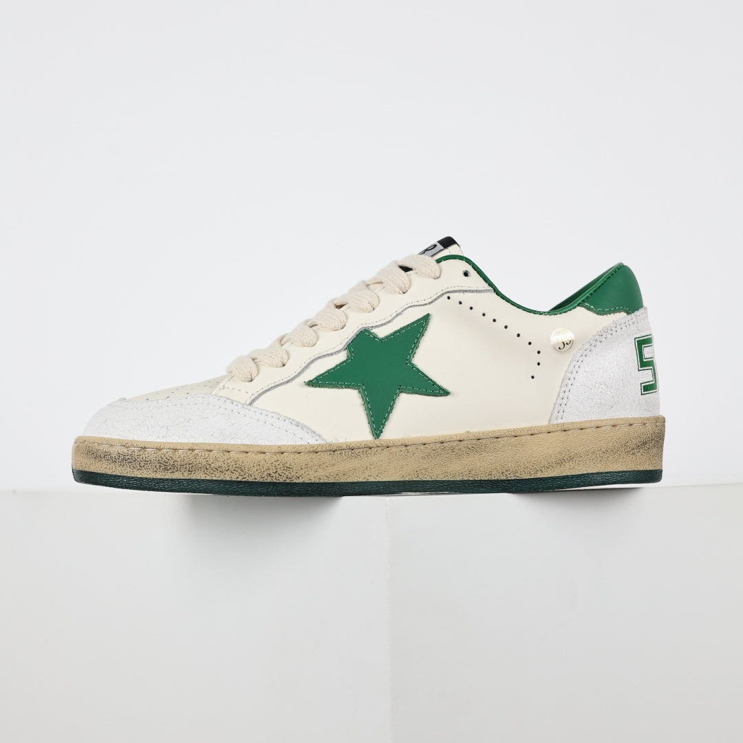 Tênis Golden Goose Ball Star White Leather Green Star