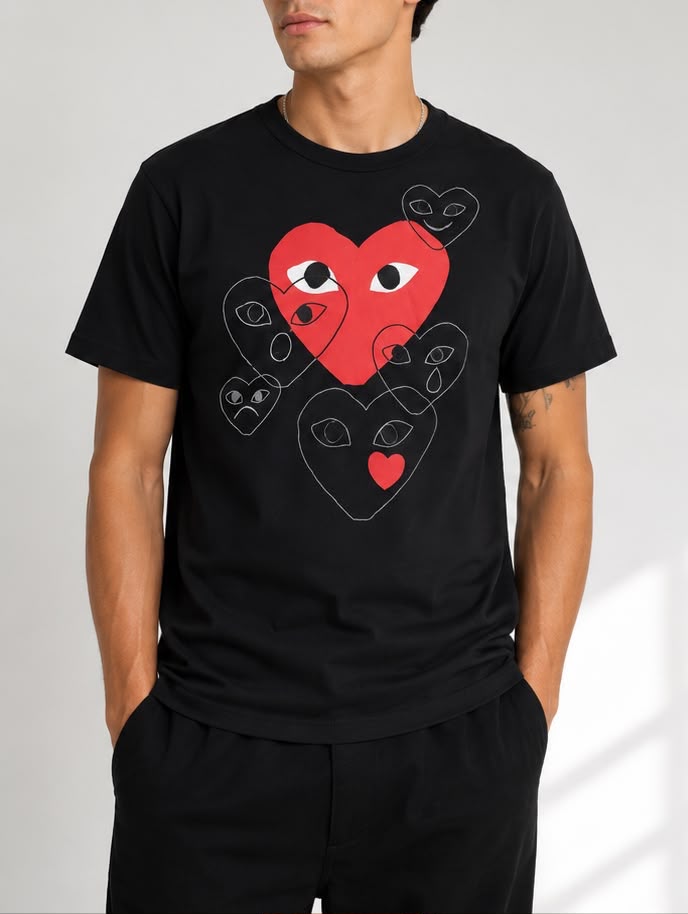 Camiseta CDG PLAY Multi Heart Print