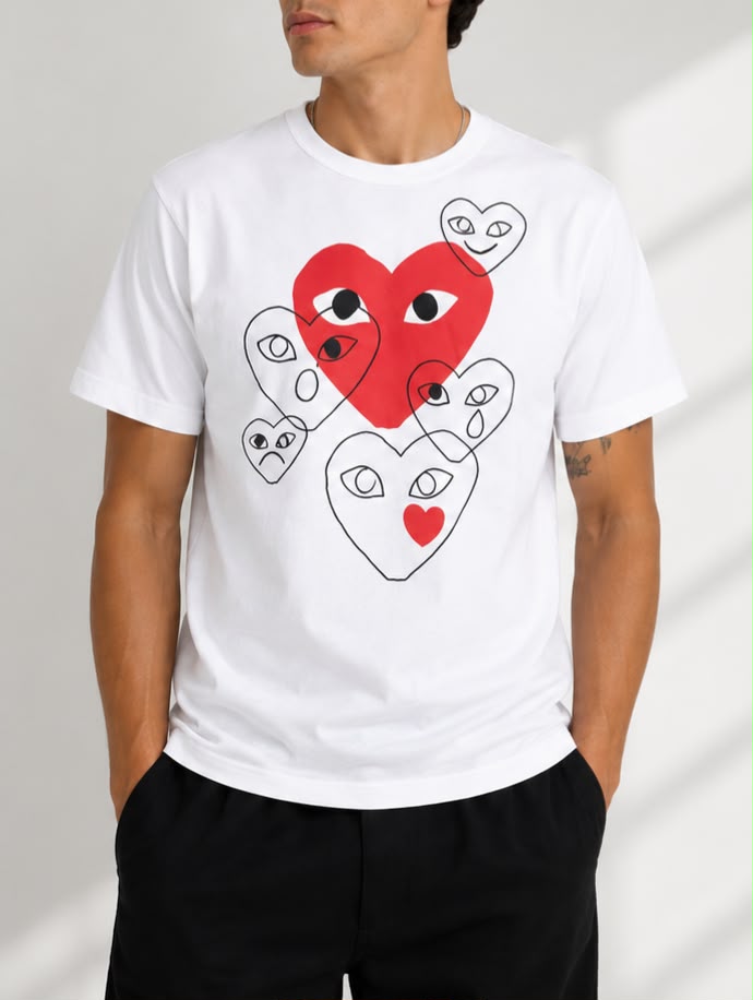 Camiseta CDG PLAY Multi Heart Print