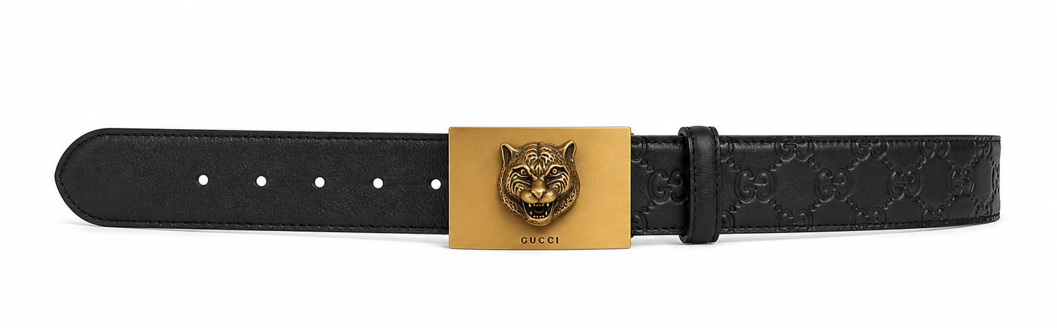 Cinto Gucci Signature Belt with Kingsnake GG Buckle