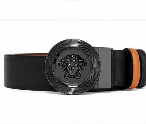 Cinto Versace Medusa Round Buckle Belt