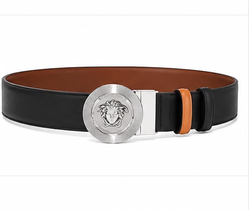 Cinto Versace Medusa Round Buckle Belt