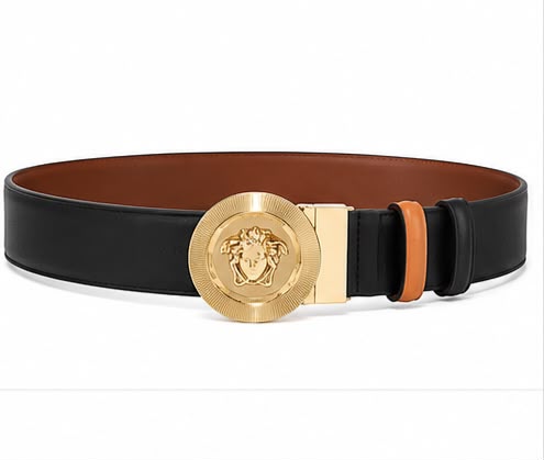 Cinto Versace Medusa Round Buckle Belt