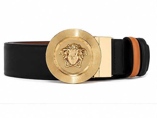 Cinto Versace Medusa Round Buckle Belt