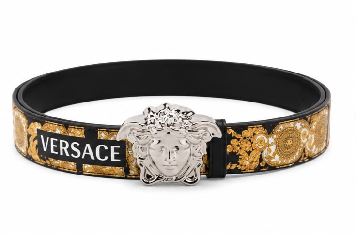 Cinto Versace Barocco Print Medusa Belt