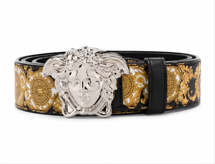 Cinto Versace Barocco Print Medusa Belt