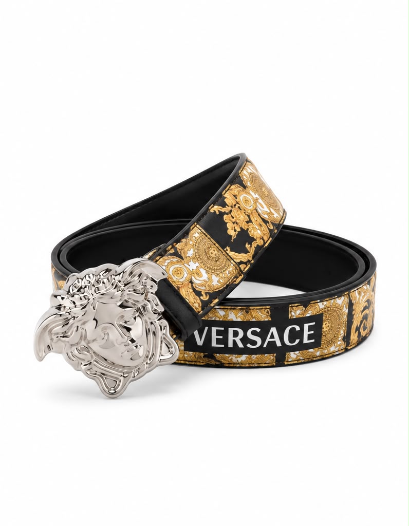 Cinto Versace Barocco Print Medusa Belt