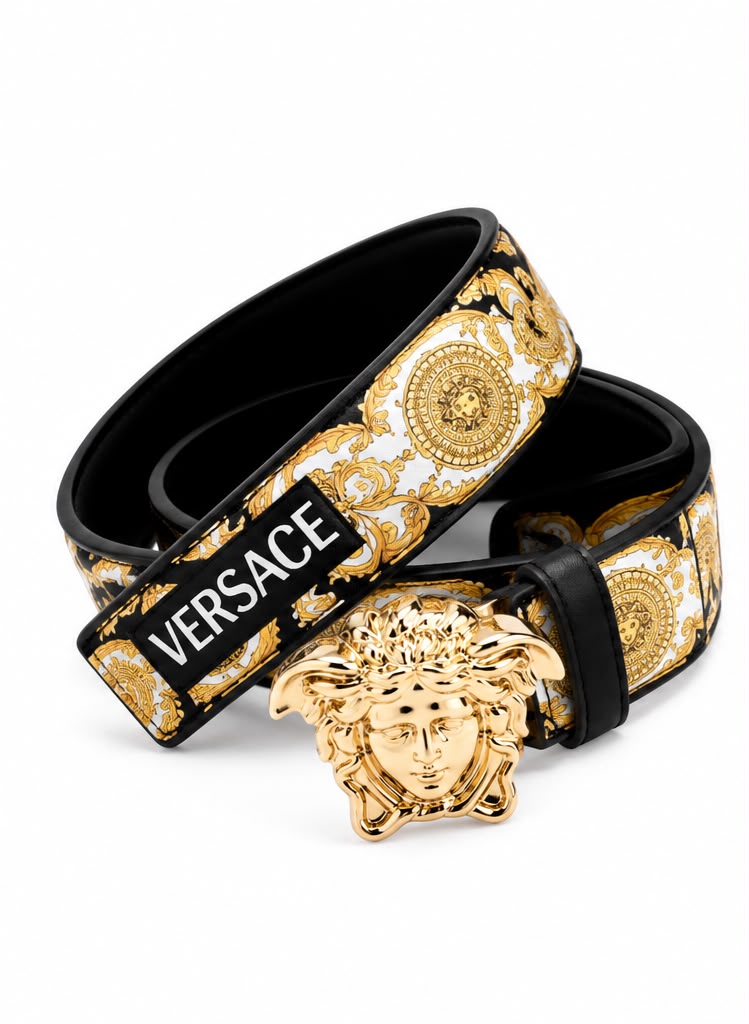 Cinto Versace Barocco Print Medusa Belt