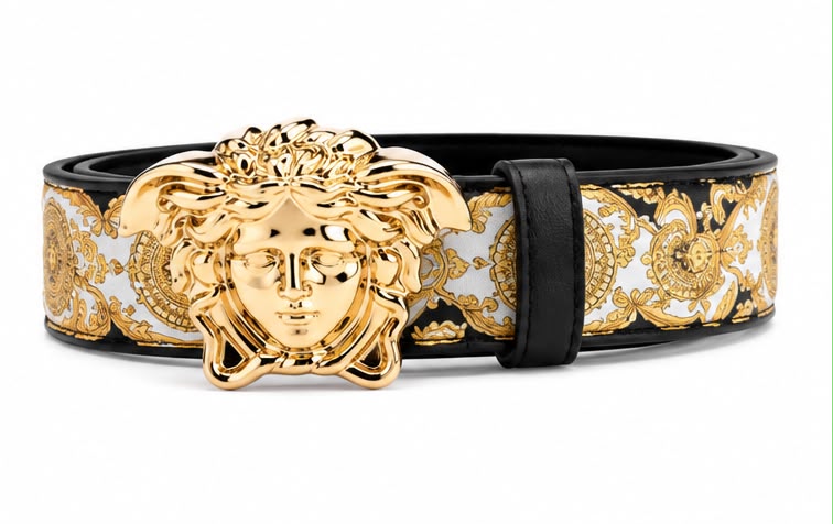 Cinto Versace Barocco Print Medusa Belt