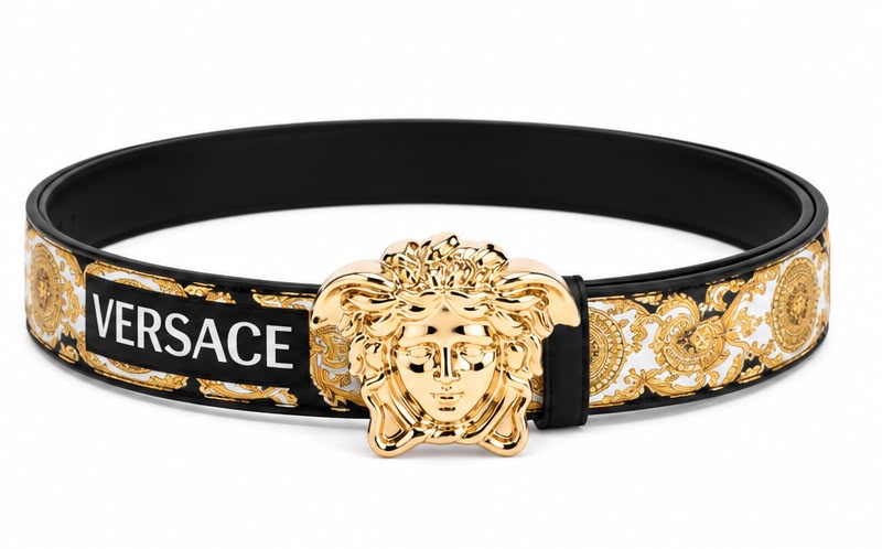 Cinto Versace Barocco Print Medusa Belt