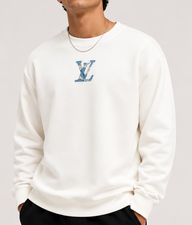Agasalho Louis Vuitton Monogram Denim Patchwork Crewneck