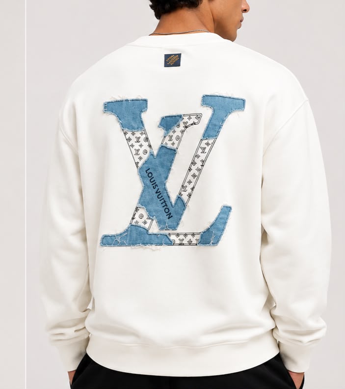 Agasalho Louis Vuitton Monogram Denim Patchwork Crewneck