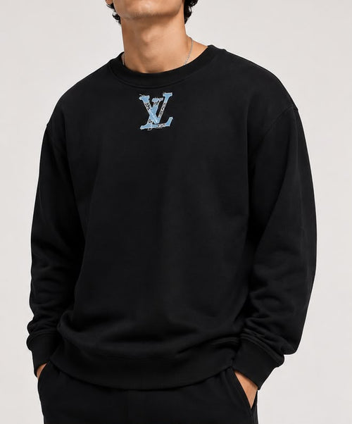 Agasalho Louis Vuitton Monogram Denim Patchwork Crewneck