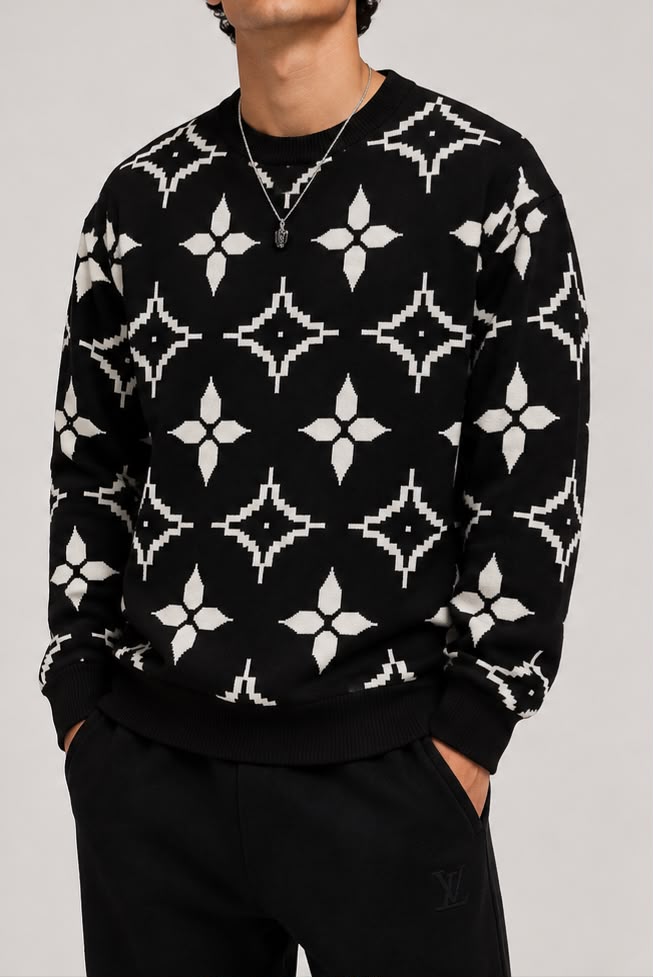 Agasalho Louis Vuitton All Over Monogram Flower Sweater