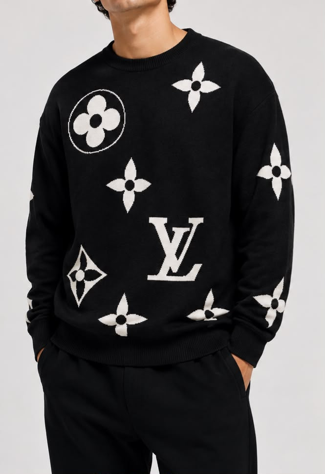Agasalho Louis Vuitton Monogram Flower Knit Sweater