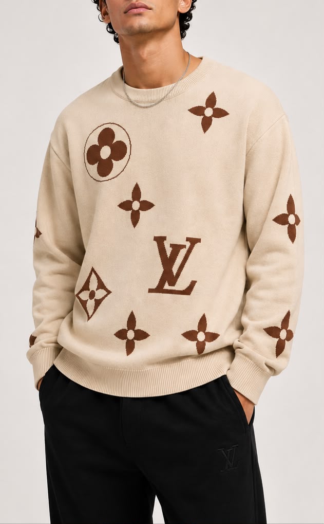 Agasalho Louis Vuitton Monogram Flower Knit Sweater