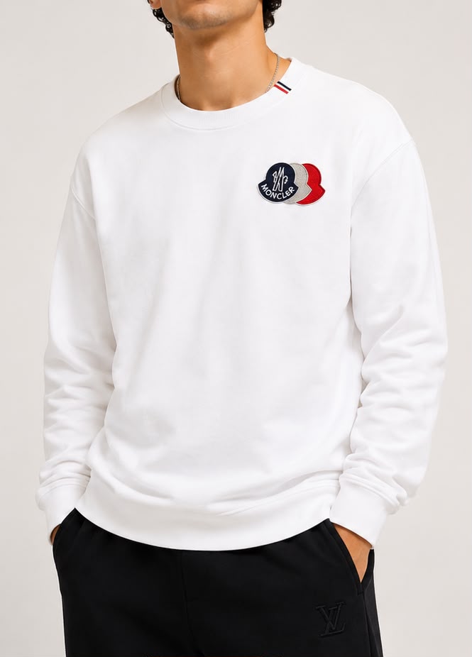 Agasalho Moncler Double Logo Patch Crewneck Sweatshirt