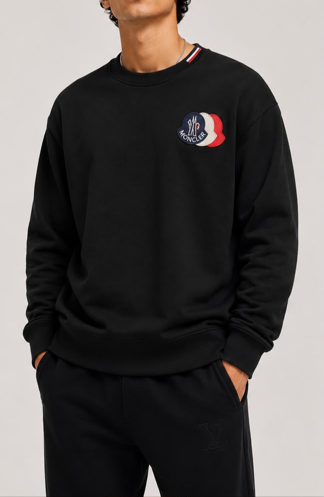 Agasalho Moncler Double Logo Patch Crewneck Sweatshirt