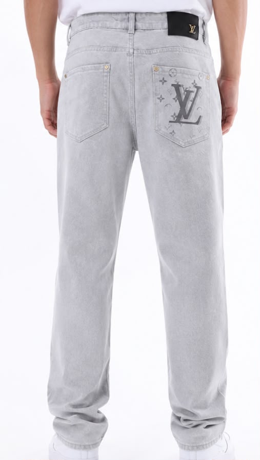 Calça Jeans Louis Vuitton Monogram Pocket Grey